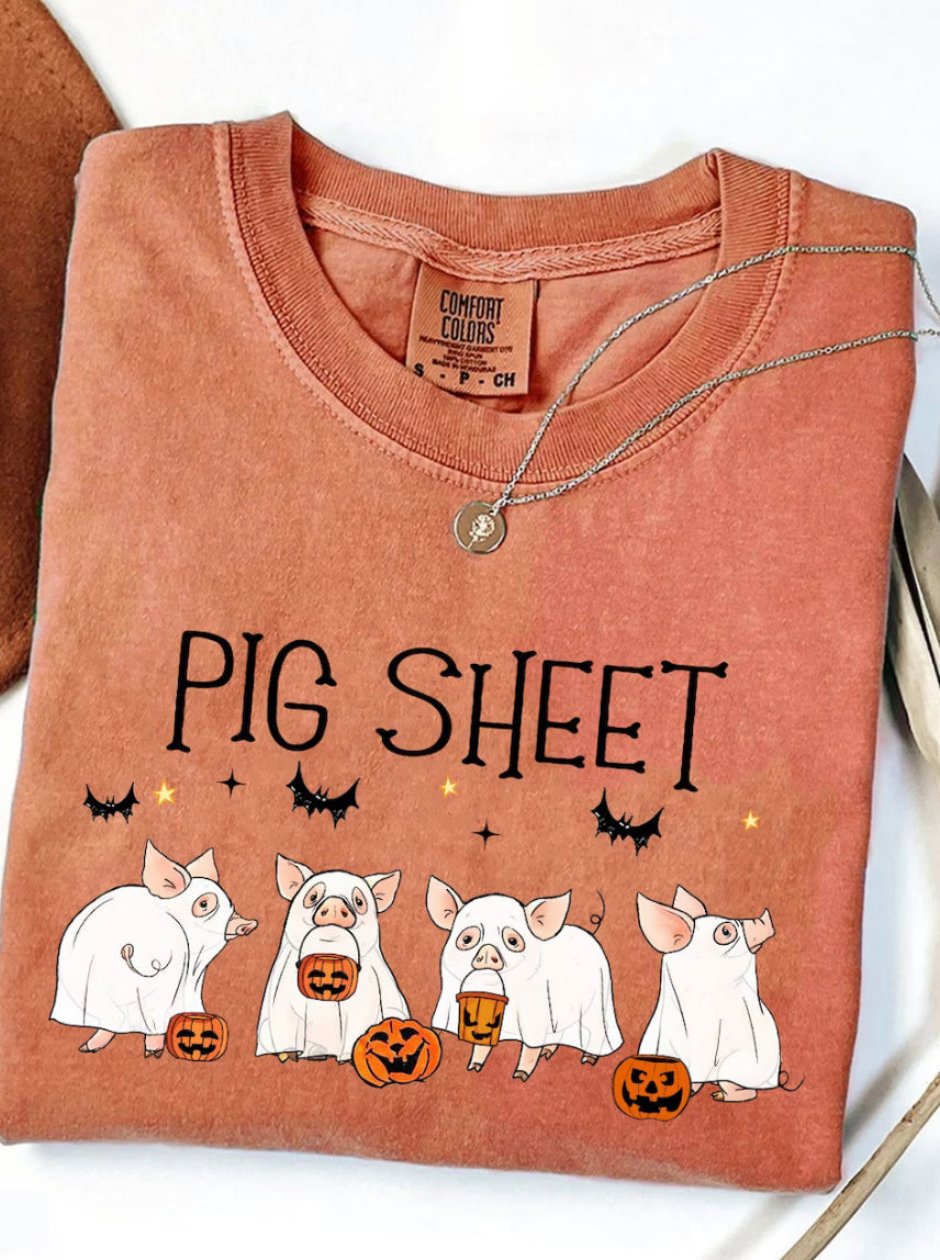 Halloween Ghost Pig Sheet Tee