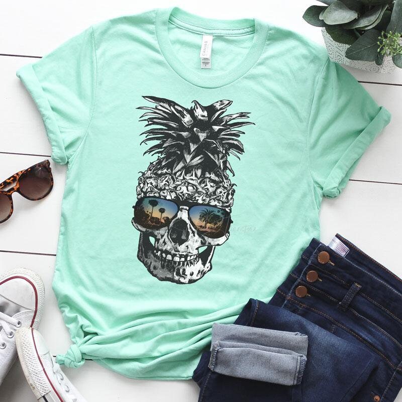 Pineapple Skull with Sunglasses Shirt // Bella Canvas Shirt