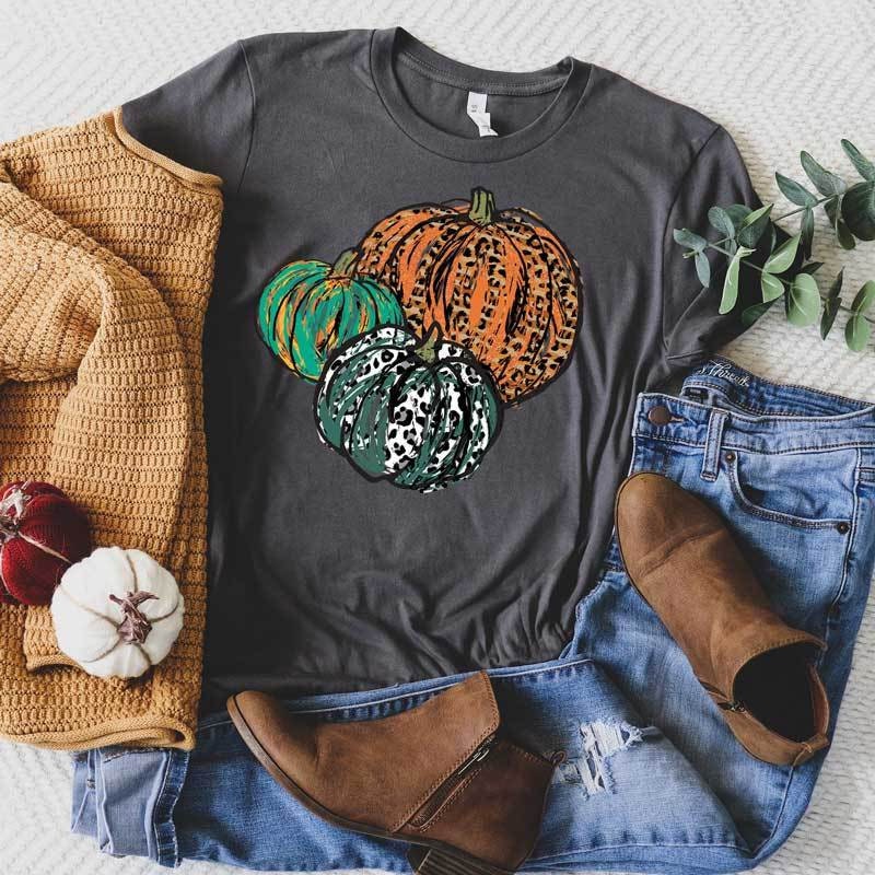 Fall Pumpkins Shirt // Cheetah Print Pumpkins // Bella Canvas Shirt