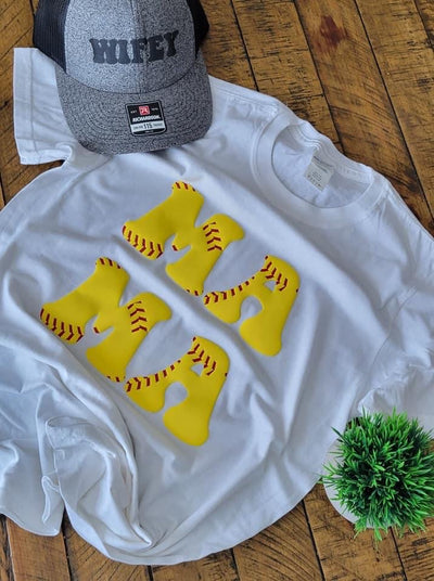 Stacked Softball Mama Puff Print Tee