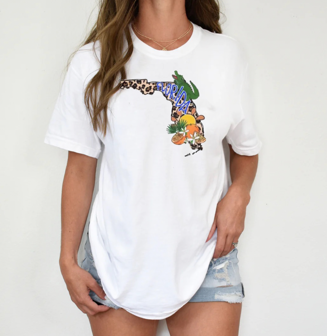 Leopard State Floral Tee