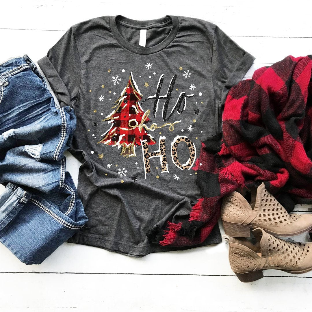 Buffalo Plaid Christmas Tree Shirt // Ho Ho Ho Christmas Shirt