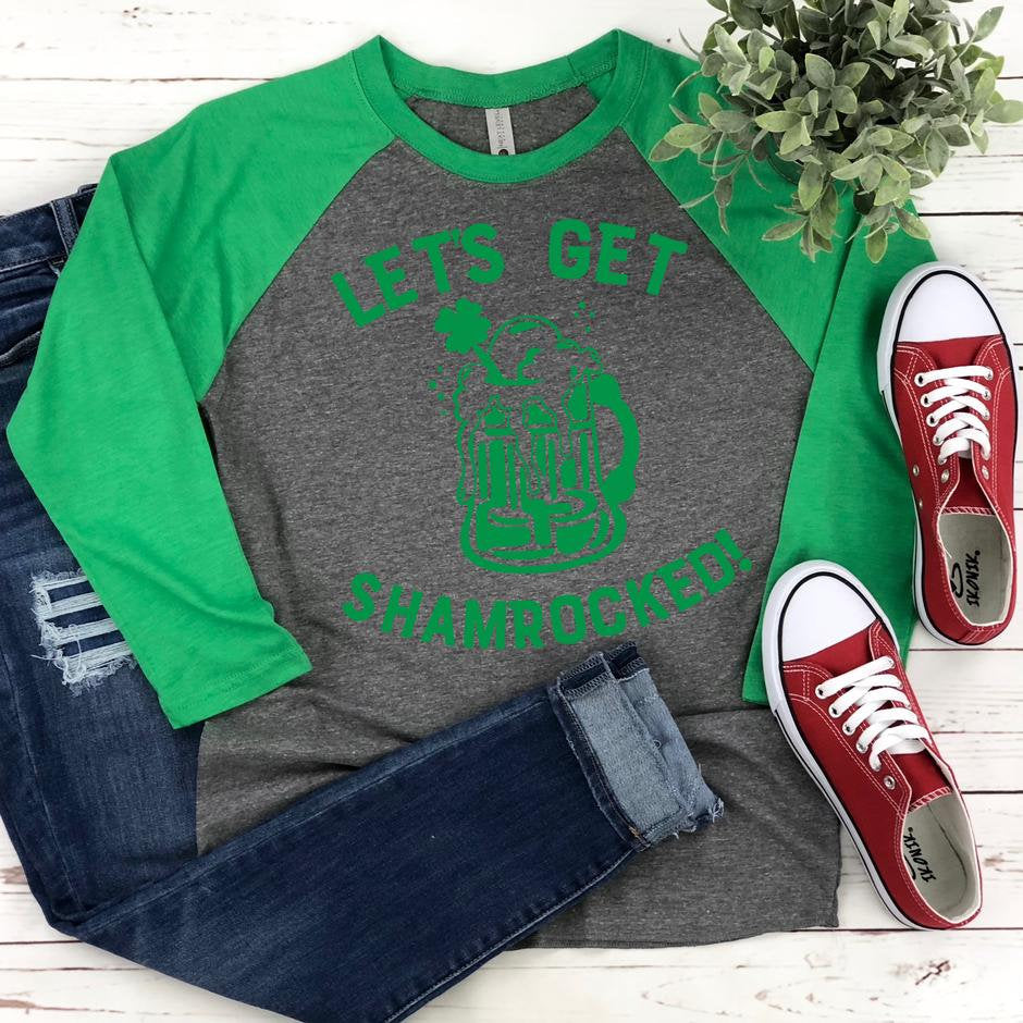 St. Patrick's Day Shirt // Let's Get Shamrocked // Raglan Shirt
