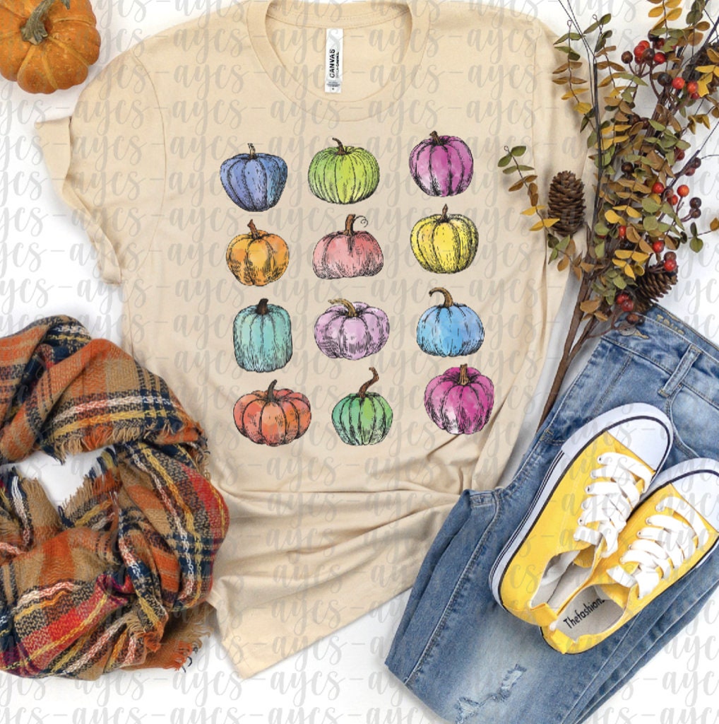 Fall Pumpkins Shirt // Water Color Pumpkins // Bella Canvas Shirt