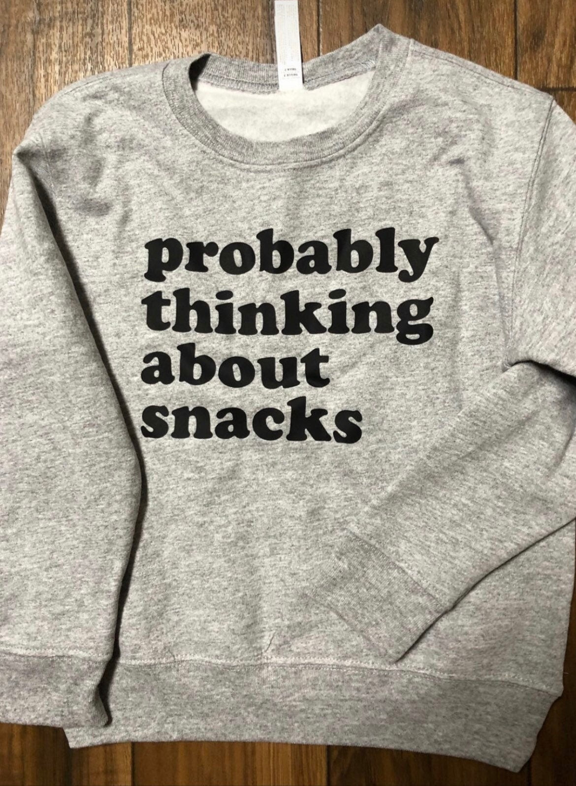 Probably Thinking About Snacks sweatshirt // Youth Outfit