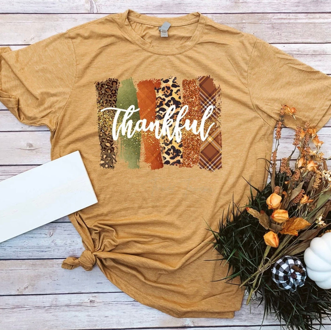 Thankful Shirt // Thankful Brush Stoke Shirt // Thanksgiving Shirt // Bella Canvas Shirt