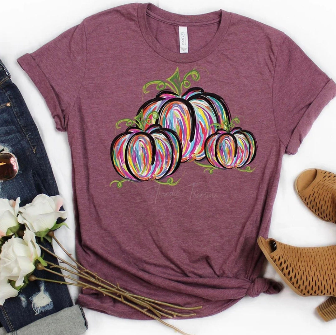 Watercolor Pumpkins Shirt // Grouped Pumpkins Shirt // Fall Shirt // Bella Canvas Shirt