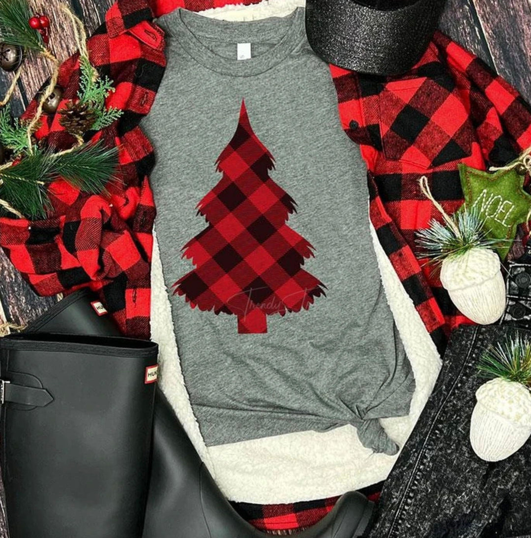 Christmas Shirt // Buffalo Plaid Christmas Tree Shirt // Bella Canvas Shirt