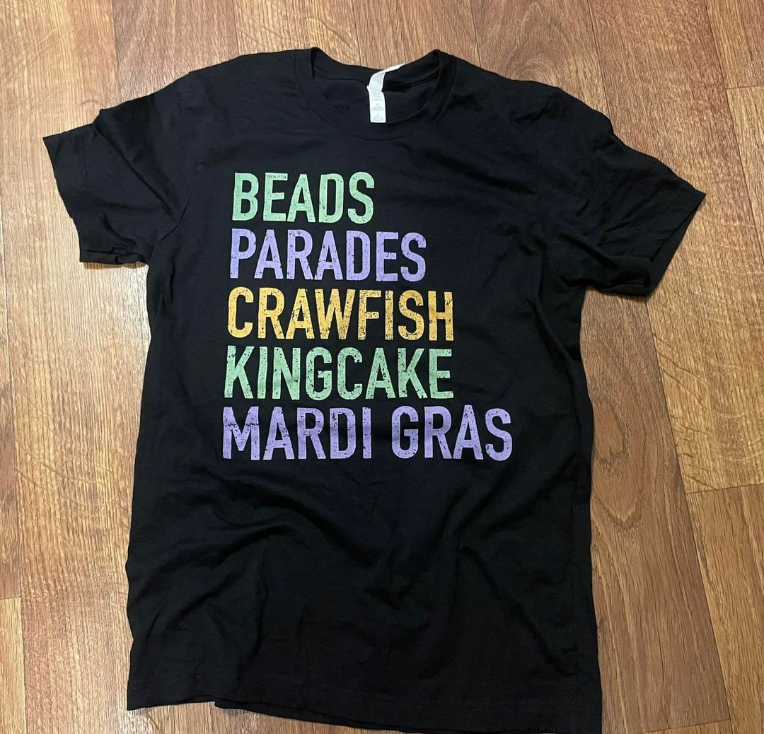 Mardi Gras Shirt // Beads Parades Crawfish King Cake Mardi Gras // Bella Canvas