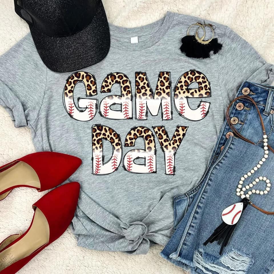 Game Day Baseball Shirt // Baseball Mom Shirt // Baseball // Leopard Print // Bella Canvas Shirt