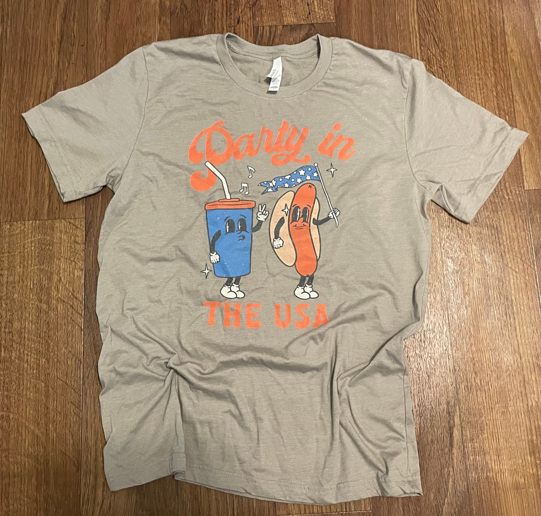 Retro Party in the USA Shirt // Vintage Soda and Hotdog // Bella Canvas Shirt