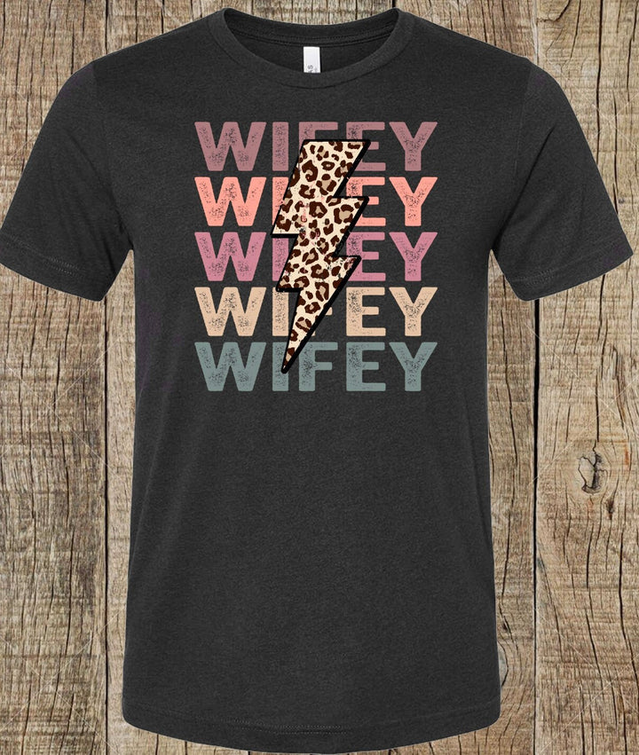 Stacked Wifey Shirt // Wife Shirt // Boho Shirt // Leopard Print // Lightening Bolt